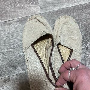 Michael Kors Natural Canvas Espadrille Flats with Brown Trim